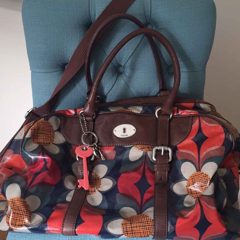 Fossil Vintage key-per coated canvas duffel bag